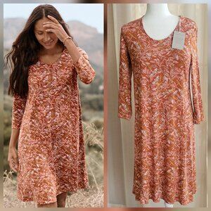 Garnet Hill Trapeze Dress Seamed Jersey Knit Tencel Lyocel in Terracotta NEW